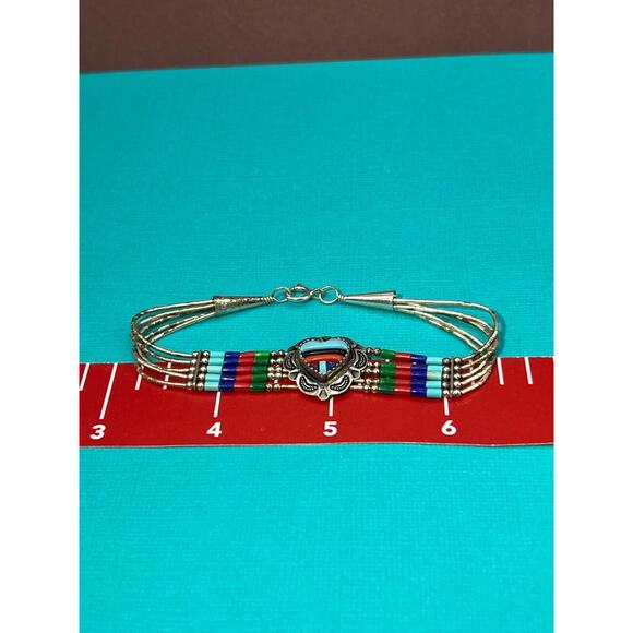 Vintage 925 Sterling Silver Heart Bracelet Purchased 2008 Gallup NM - Picture 3 of 4